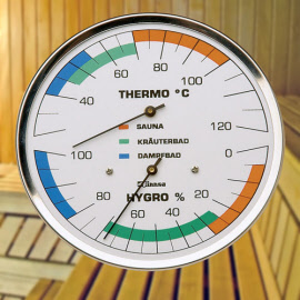 Sauna Klimamesser Hygrotherm Universal - Gehäuse Edelstahl
